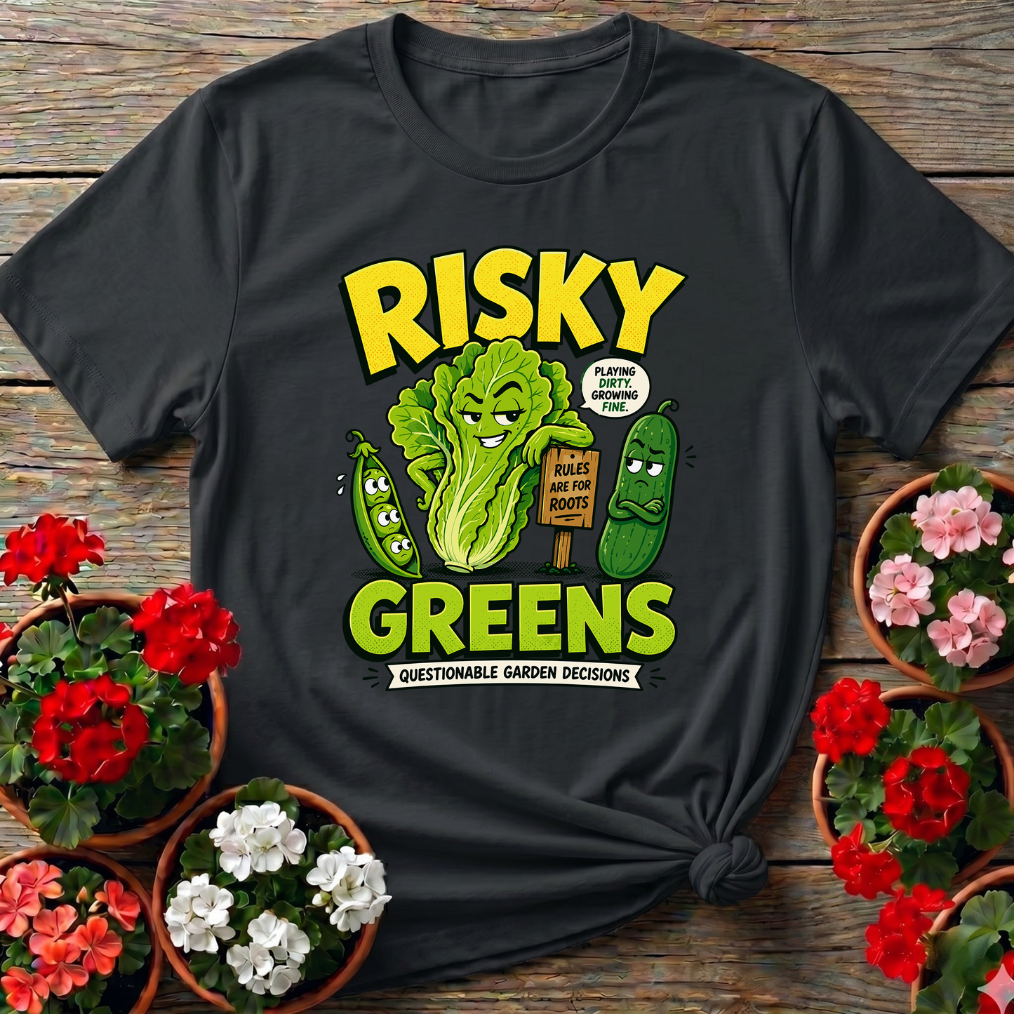 Risky Greens Funny Vegetable Garden T-Shirt
