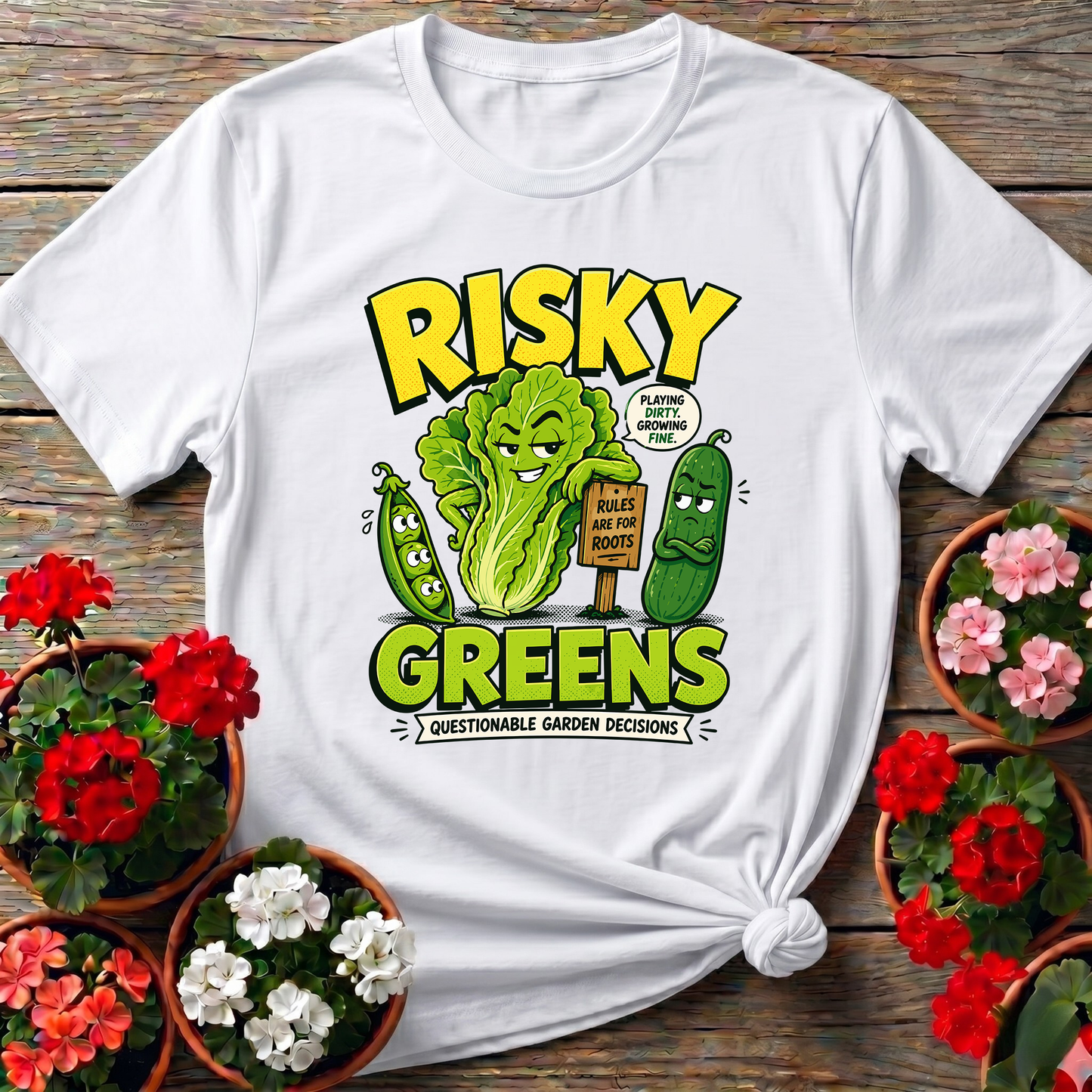 Risky Greens Funny Vegetable Garden T-Shirt