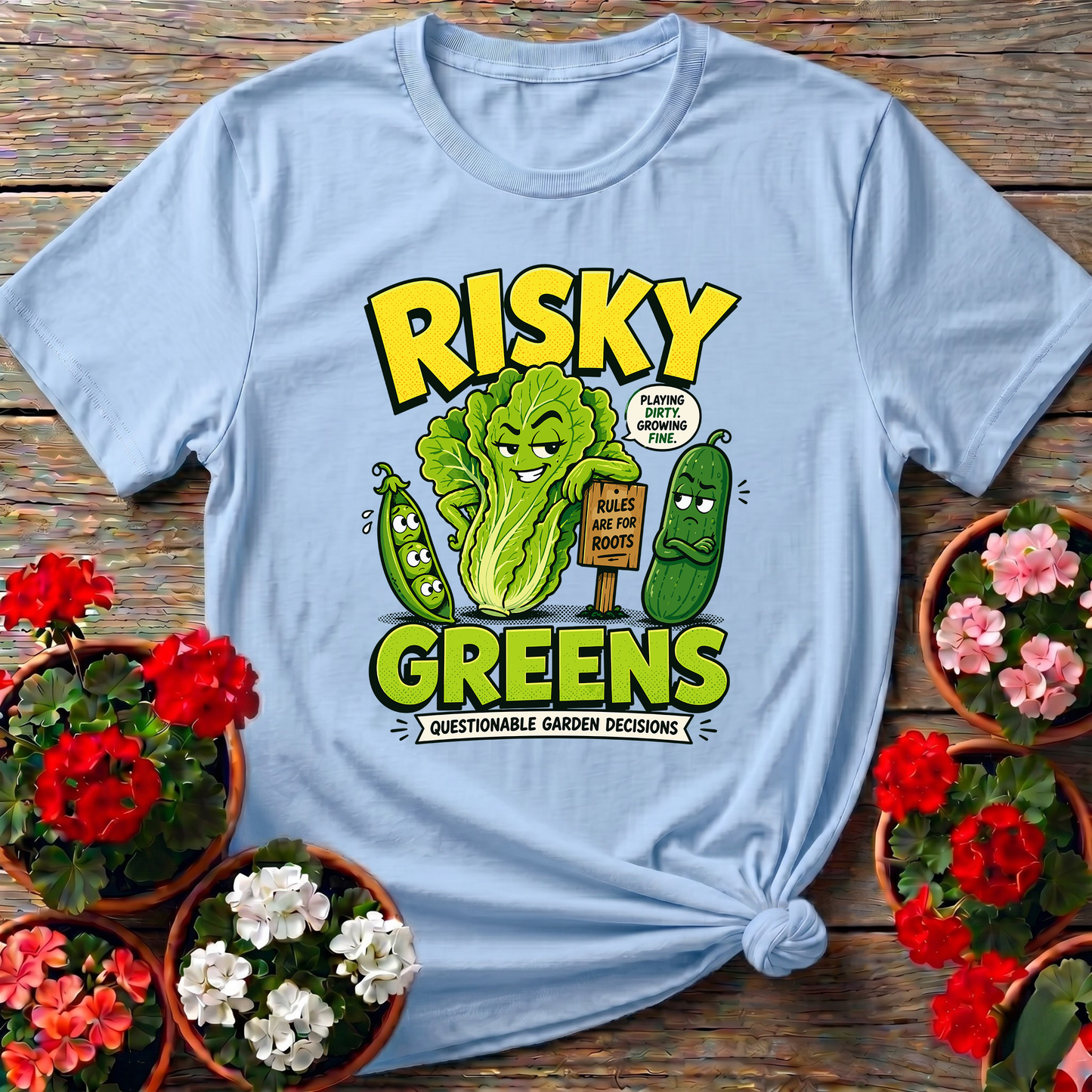 Risky Greens Funny Vegetable Garden T-Shirt
