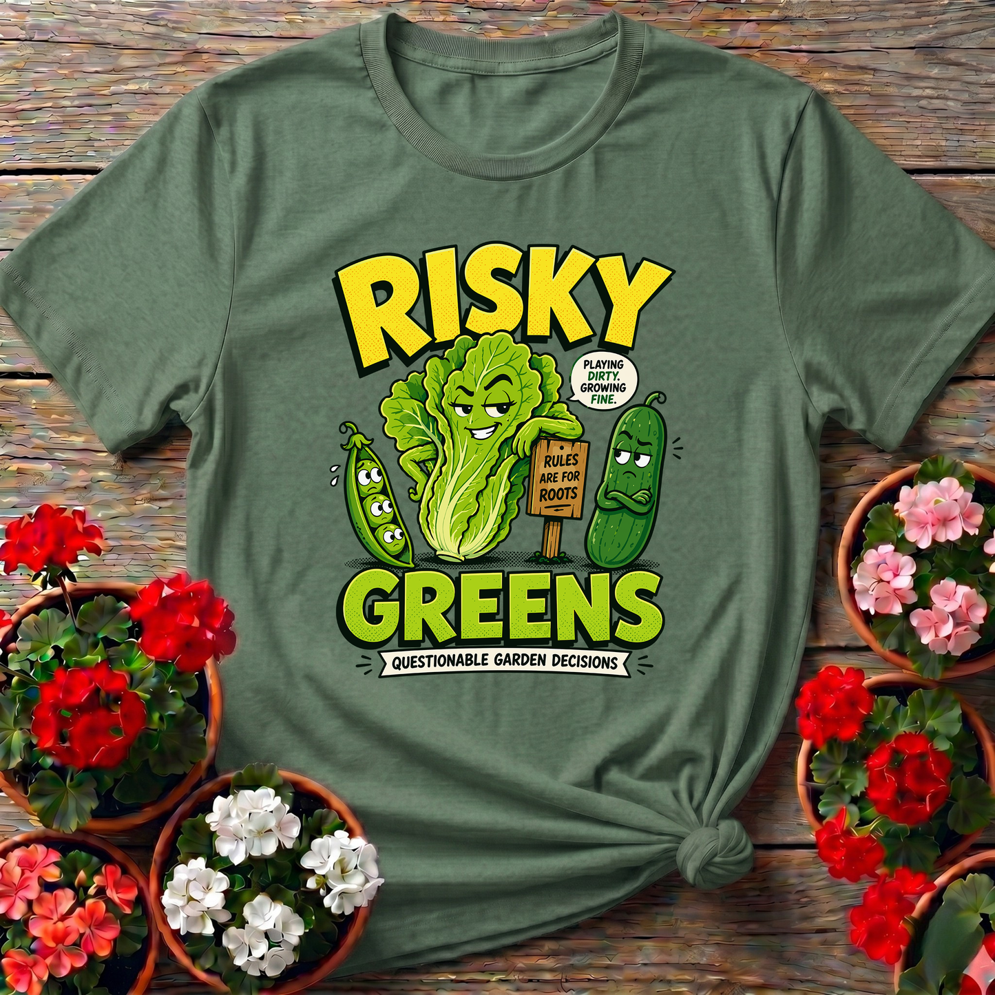 Risky Greens Funny Vegetable Garden T-Shirt