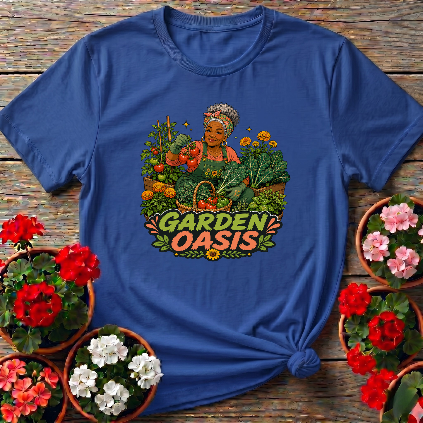 Garden Oasis Black Woman Gardener Vegetable Garden Tee