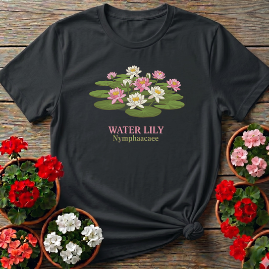 Water Lily Botanical Illustration Gardening T-Shirt
