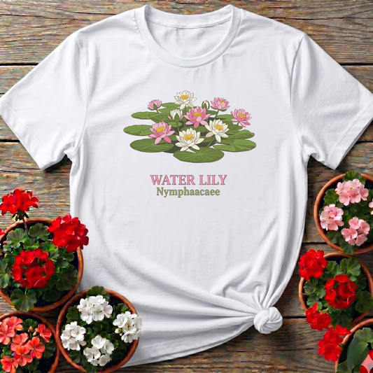 Water Lily Botanical Illustration Gardening T-Shirt