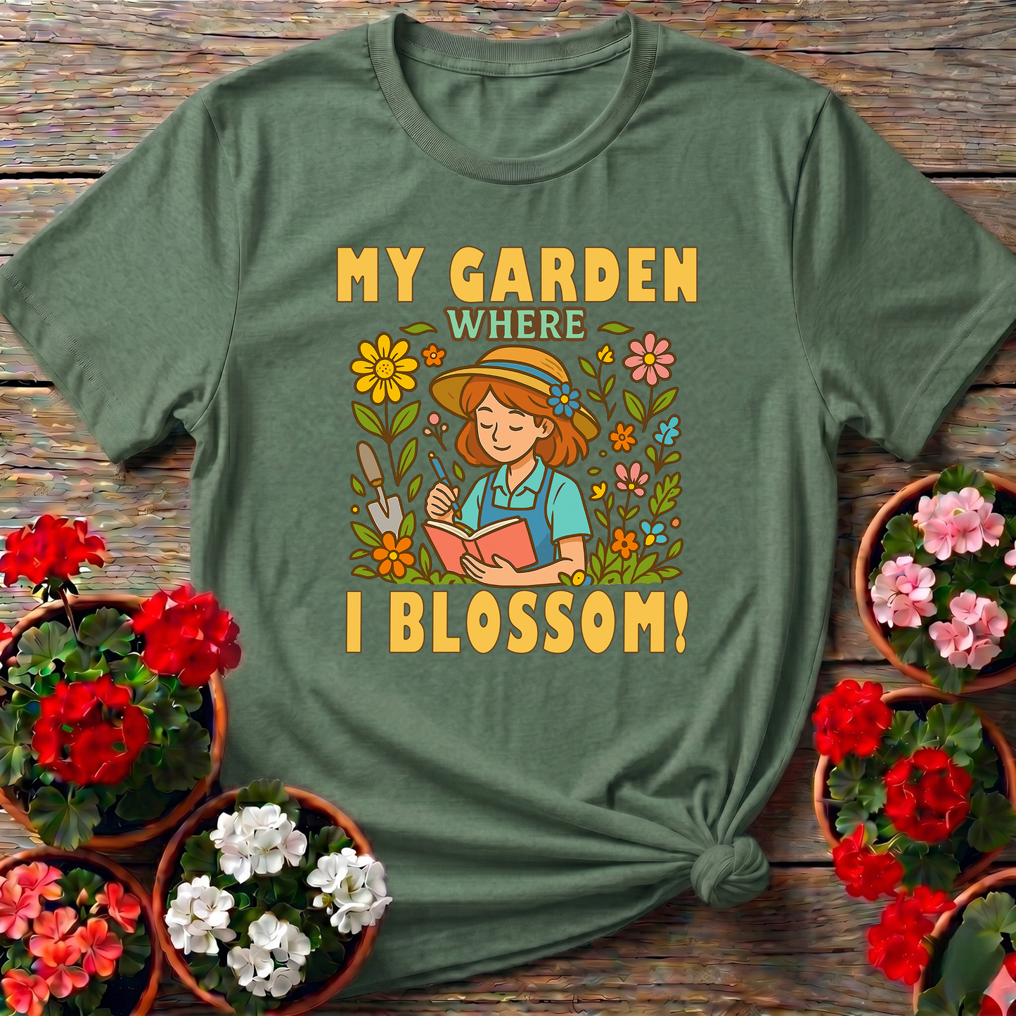 My Garden Where I Blossom Floral Gardening T-Shirt