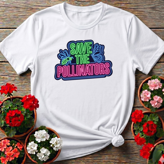 Save the Pollinators Neon Sign Gardening T-Shirt