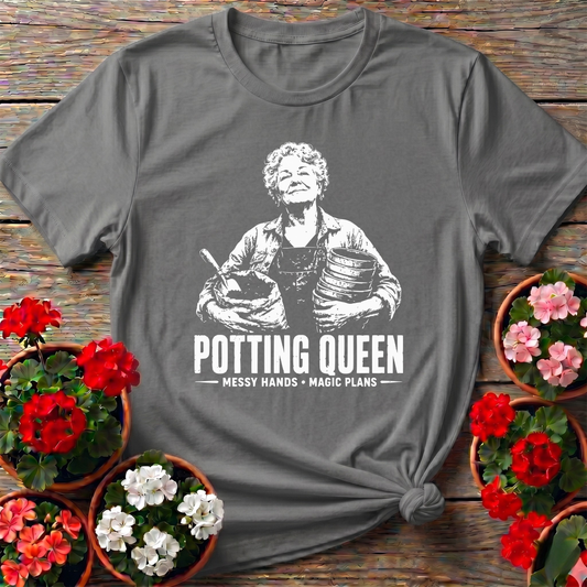Potting Queen Messy Hands Magic Plans Gardening T-Shirt