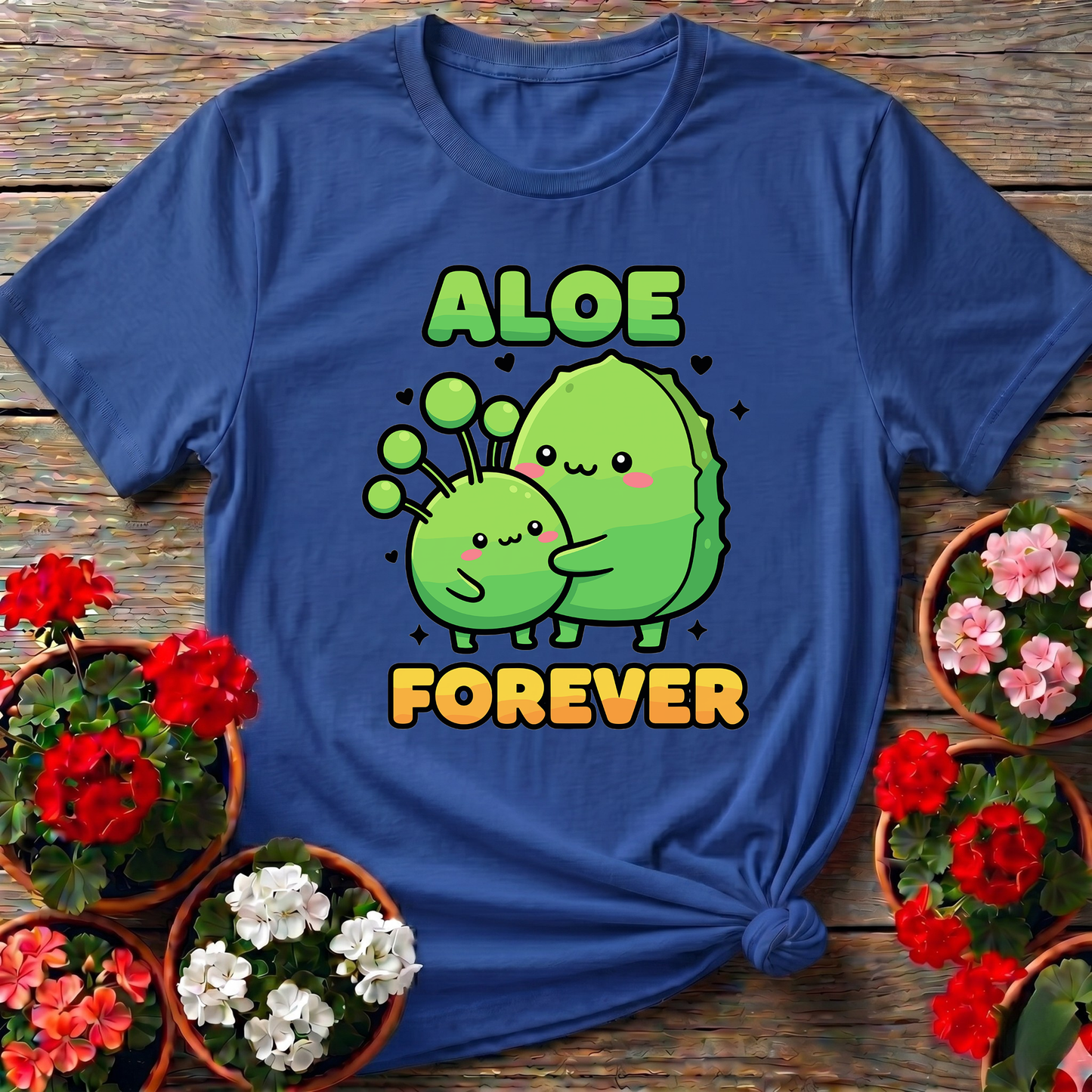 Aloe Forever Cute Kawaii Plant Hug Gardening T-Shirt