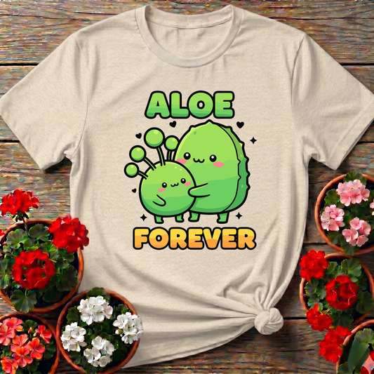 Aloe Forever Cute Kawaii Plant Hug Gardening T-Shirt