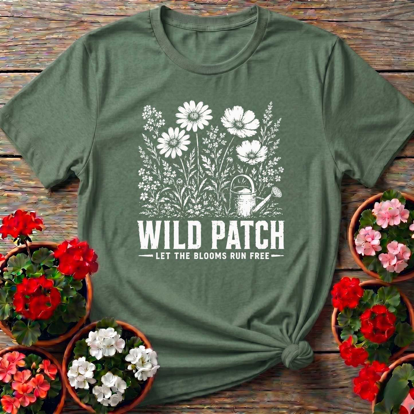 Wild Patch Let the Blooms Run Free Wildflower Gardening Tee