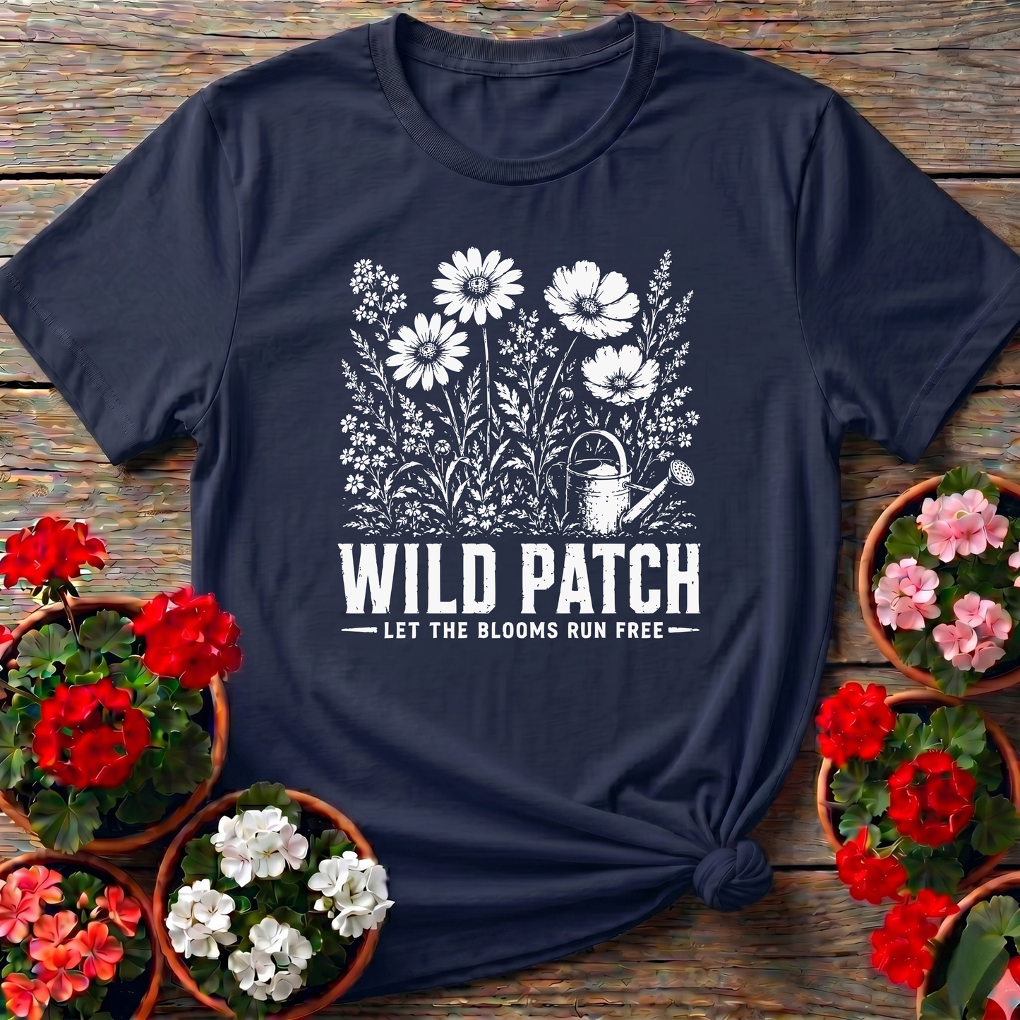 Wild Patch Let the Blooms Run Free Wildflower Gardening Tee
