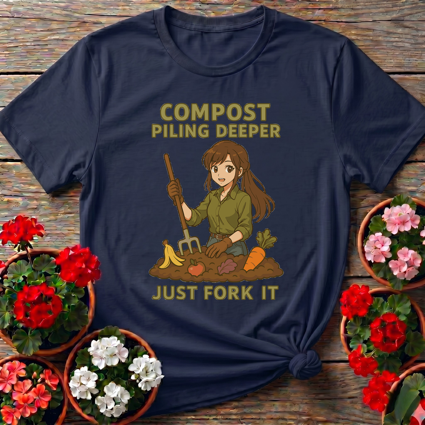 Compost Piling Deeper Just Fork It Anime Gardener Tee