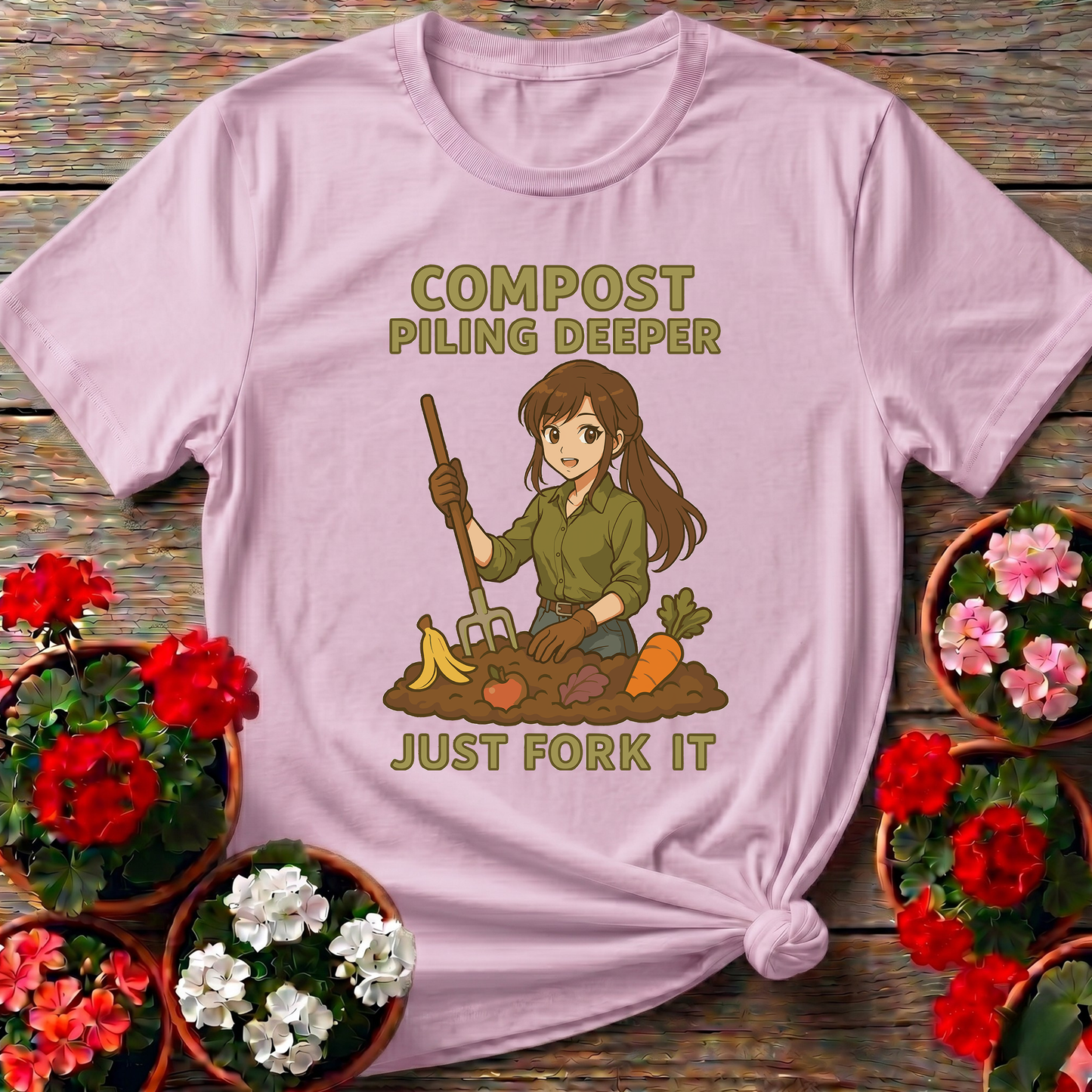 Compost Piling Deeper Just Fork It Anime Gardener Tee