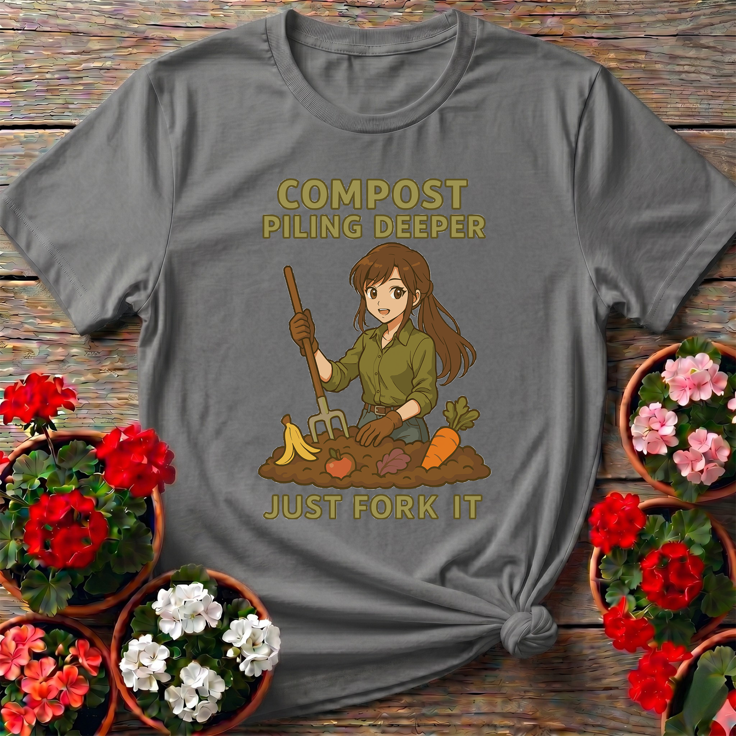 Compost Piling Deeper Just Fork It Anime Gardener Tee