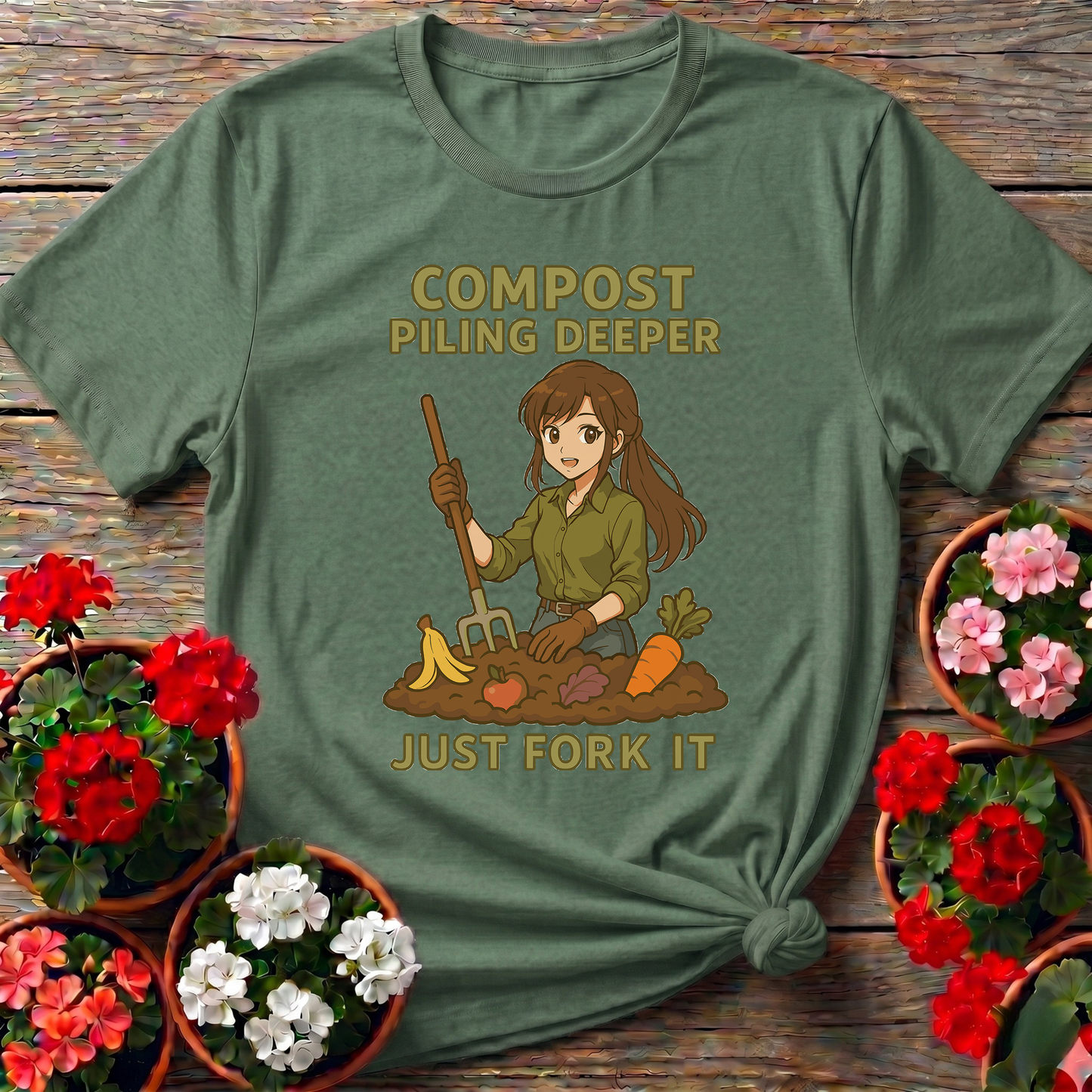 Compost Piling Deeper Just Fork It Anime Gardener Tee
