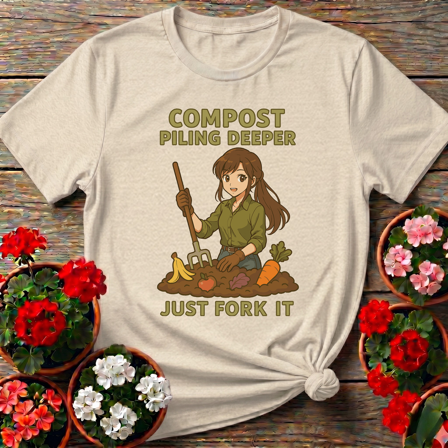 Compost Piling Deeper Just Fork It Anime Gardener Tee