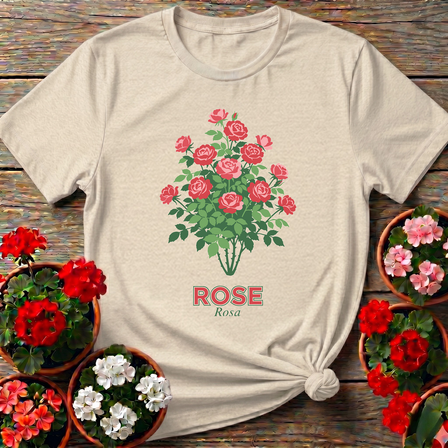 Rose Bush Botanical Garden Shirt Rosa Flower Gardening Tee