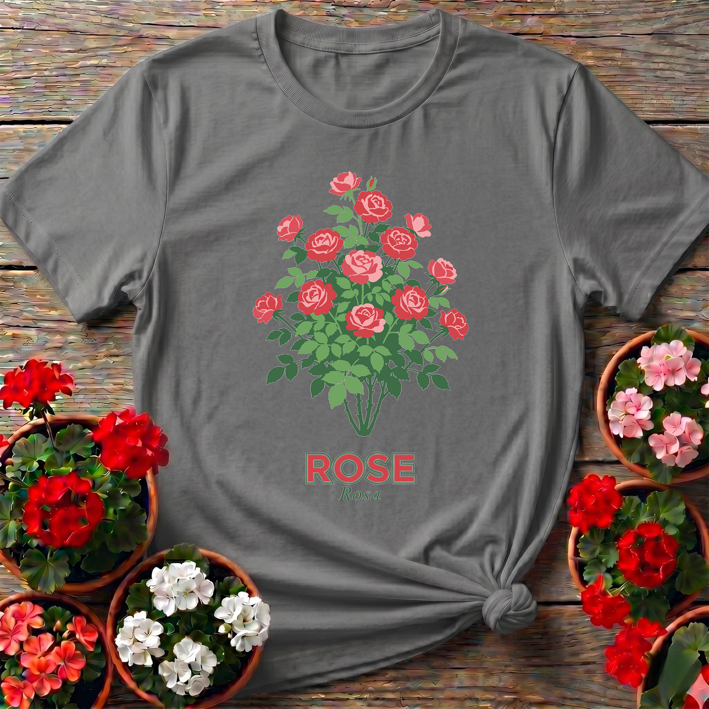Rose Bush Botanical Garden Shirt Rosa Flower Gardening Tee