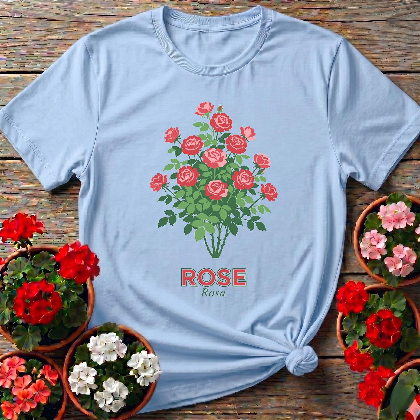 Rose Bush Botanical Garden Shirt Rosa Flower Gardening Tee