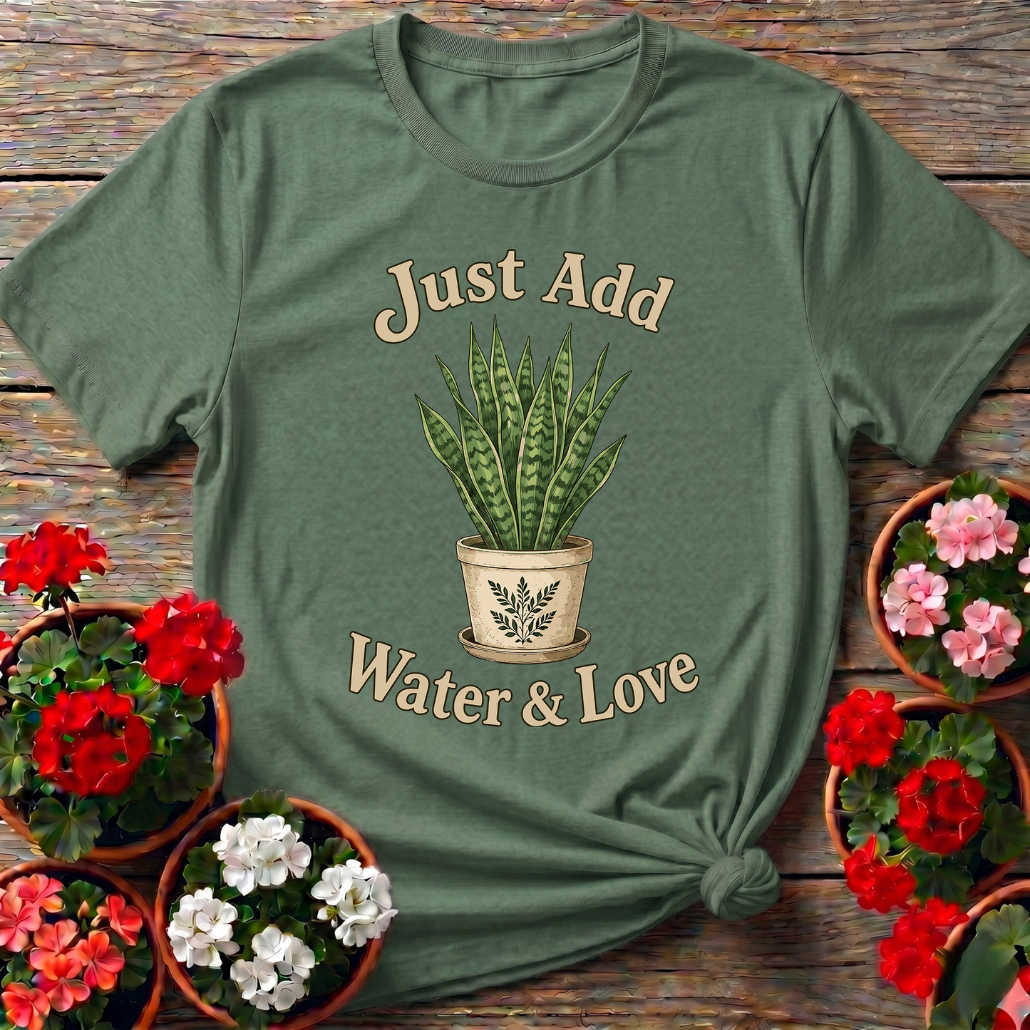 Just Add Water & Love Snake Plant Gardening Tee