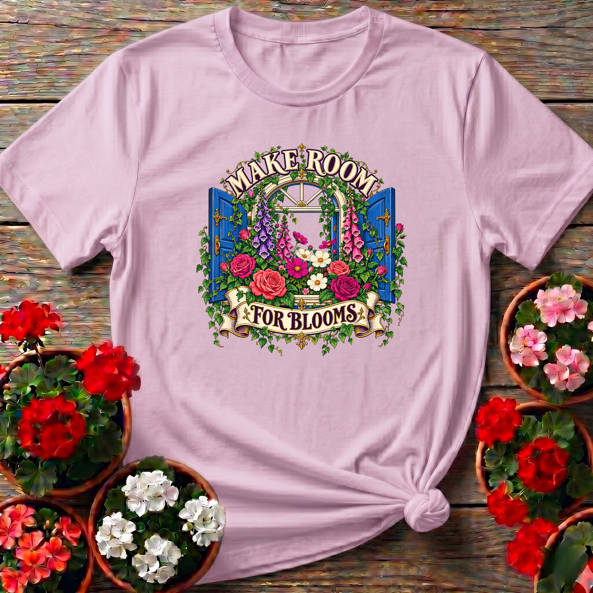 Make Room For Blooms Floral Window Gardening T-Shirt