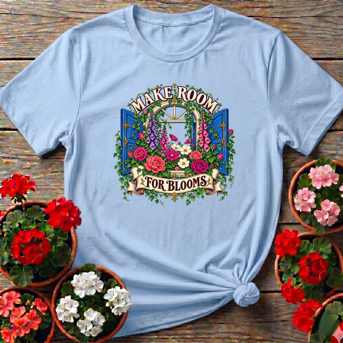 Make Room For Blooms Floral Window Gardening T-Shirt
