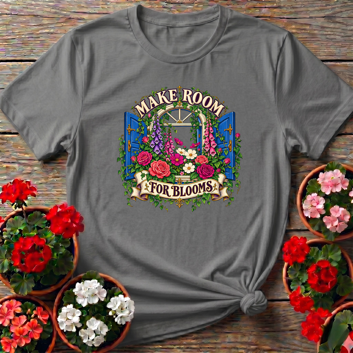 Make Room For Blooms Floral Window Gardening T-Shirt