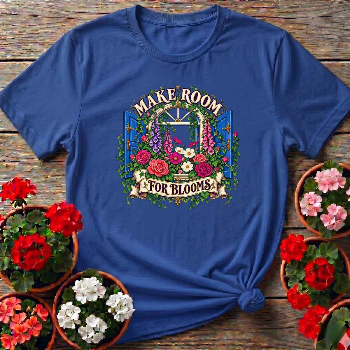 Make Room For Blooms Floral Window Gardening T-Shirt