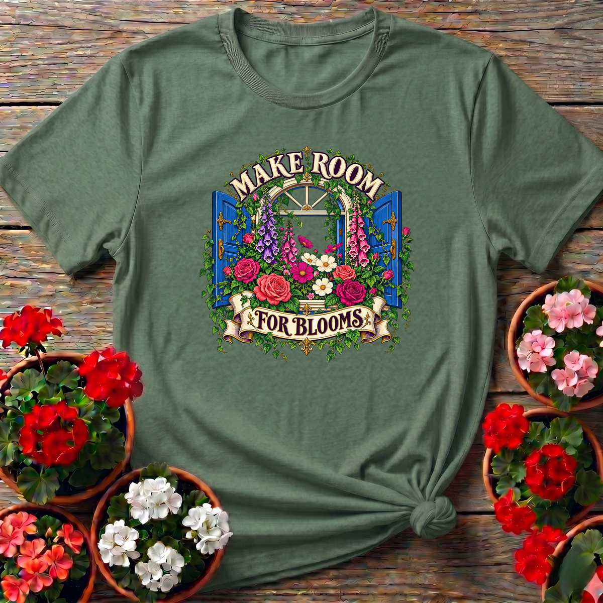 Make Room For Blooms Floral Window Gardening T-Shirt