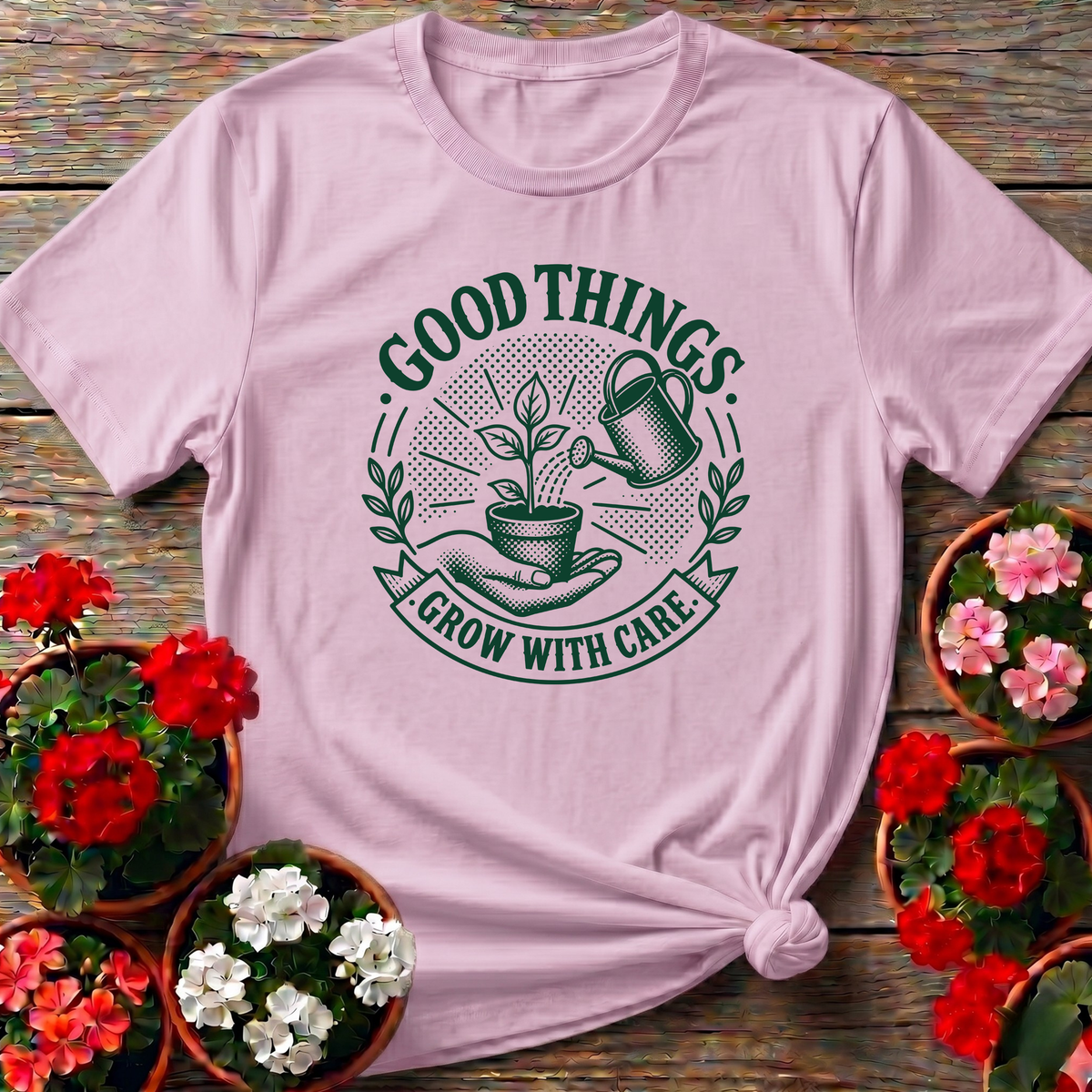 Good Things Grow With Care Gardening T-Shirt