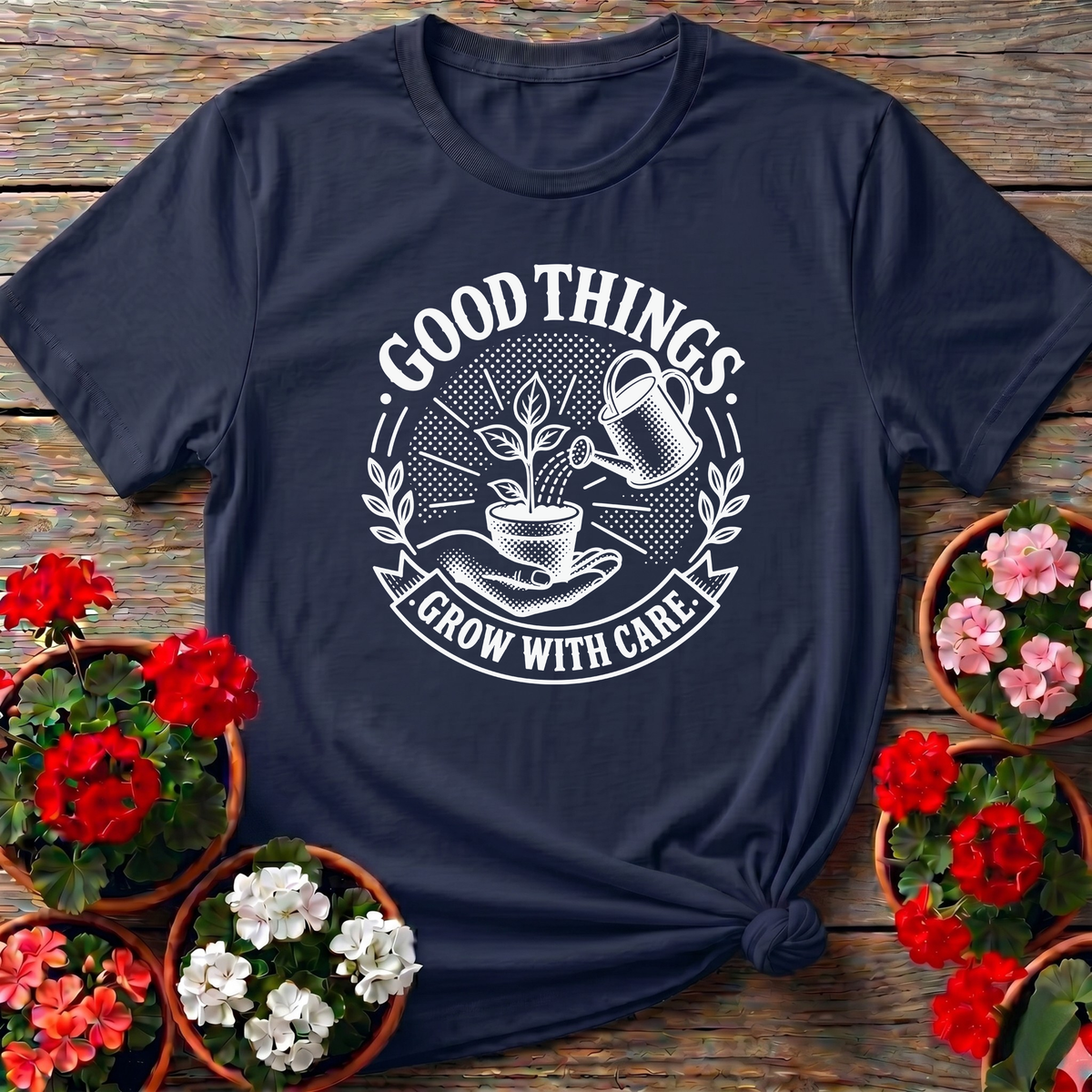 Good Things Grow With Care Gardening T-Shirt