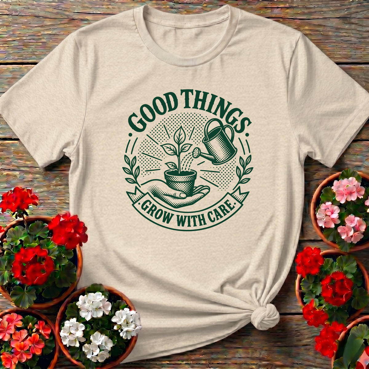 Good Things Grow With Care Gardening T-Shirt