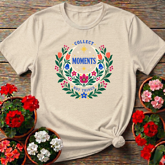 Collect Moments Not Things Floral Moon Gardening Tee