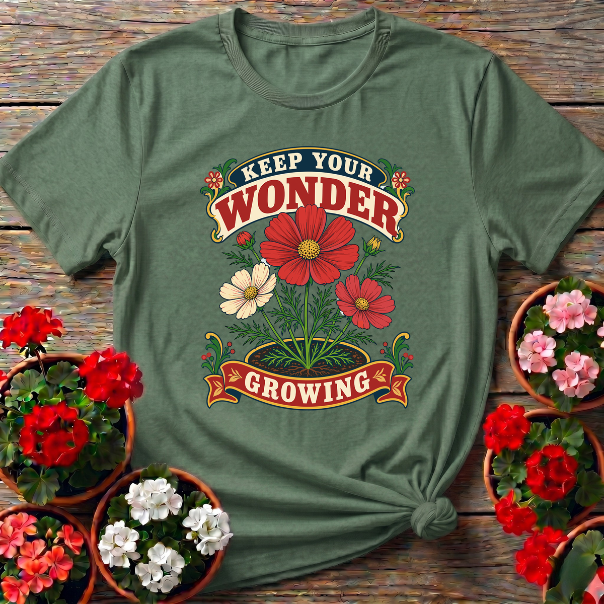 Keep Your Wonder Growing Floral Gardening T-Shirt