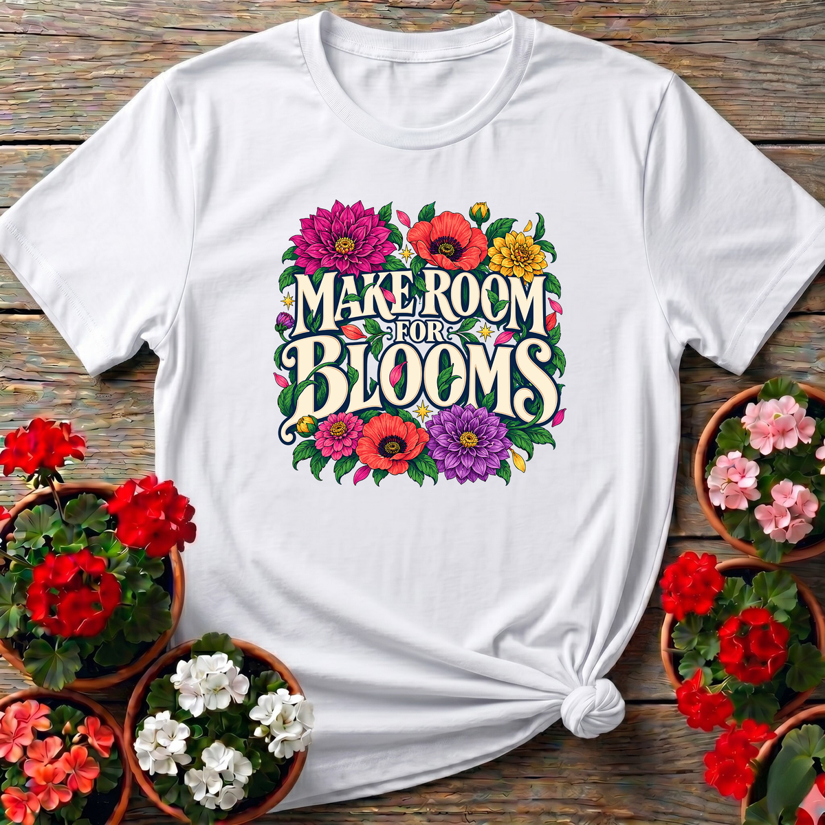 Make Room for Blooms Floral Gardening Tee