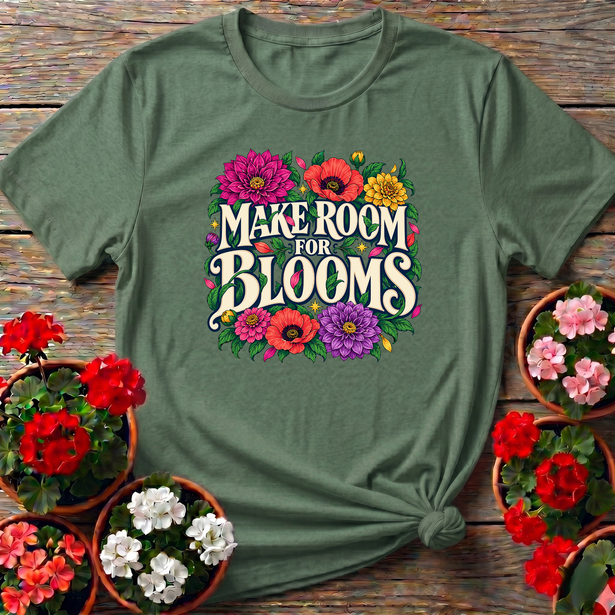 Make Room for Blooms Floral Gardening Tee