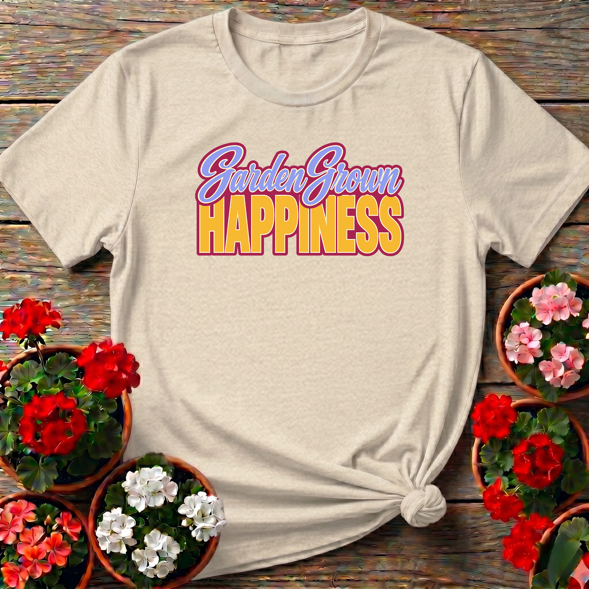 Garden Grown Happiness Gardening T-Shirt for Plant Lovers