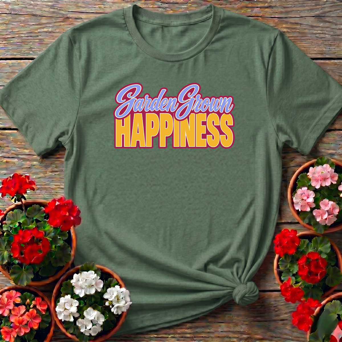 Garden Grown Happiness Gardening T-Shirt for Plant Lovers