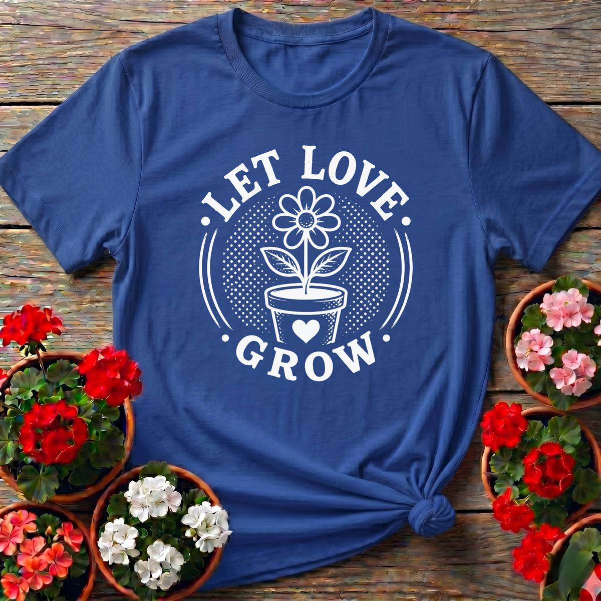 Let Love Grow Flower Pot Gardening T-Shirt