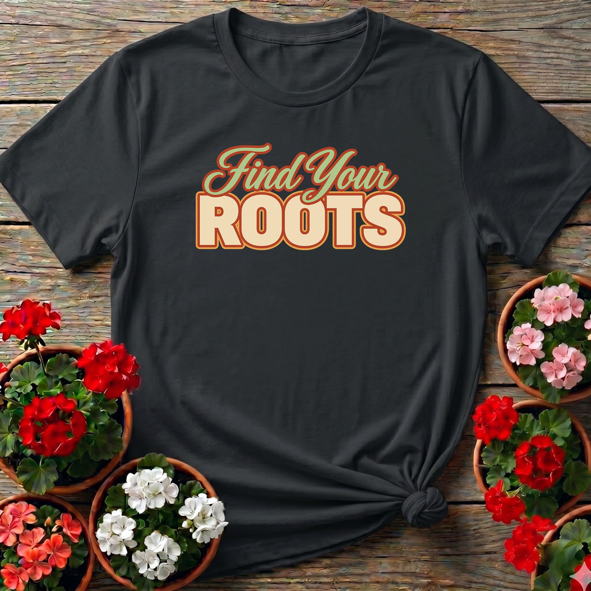 Find Your Roots Retro Gardening Tee for Plant Lovers