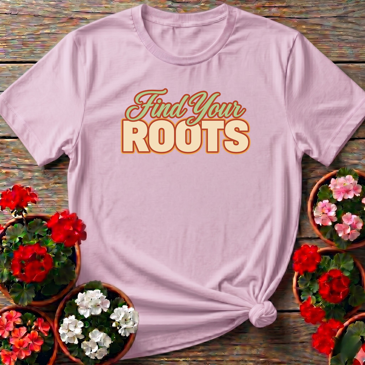Find Your Roots Retro Gardening Tee for Plant Lovers