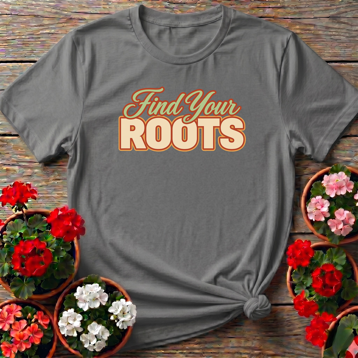 Find Your Roots Retro Gardening Tee for Plant Lovers
