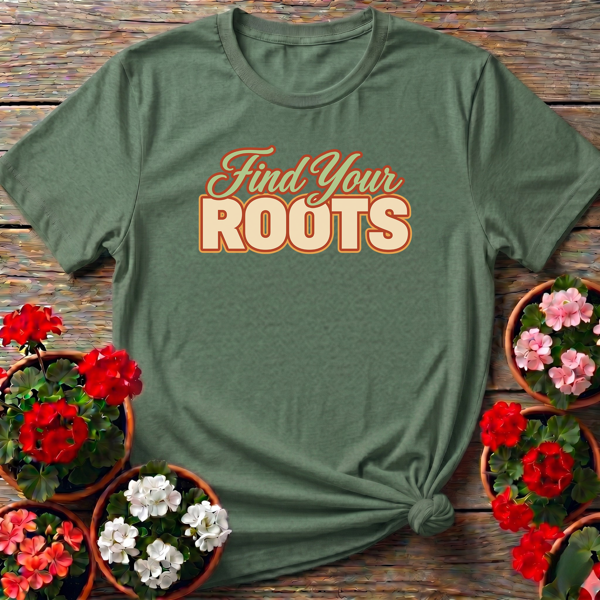 Find Your Roots Retro Gardening Tee for Plant Lovers