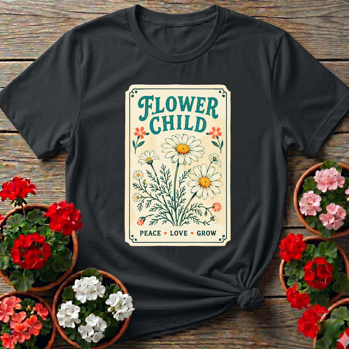 Flower Child Seed Packet Daisy Gardening T-Shirt