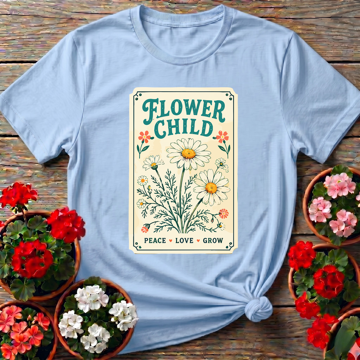 Flower Child Seed Packet Daisy Gardening T-Shirt