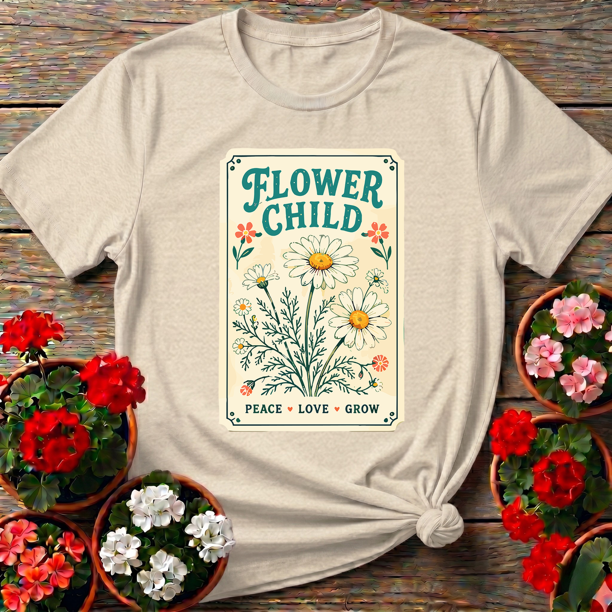 Flower Child Seed Packet Daisy Gardening T-Shirt