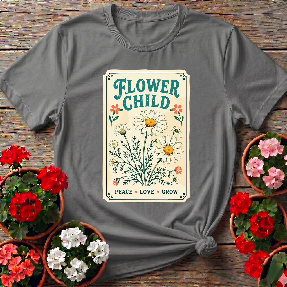 Flower Child Seed Packet Daisy Gardening T-Shirt