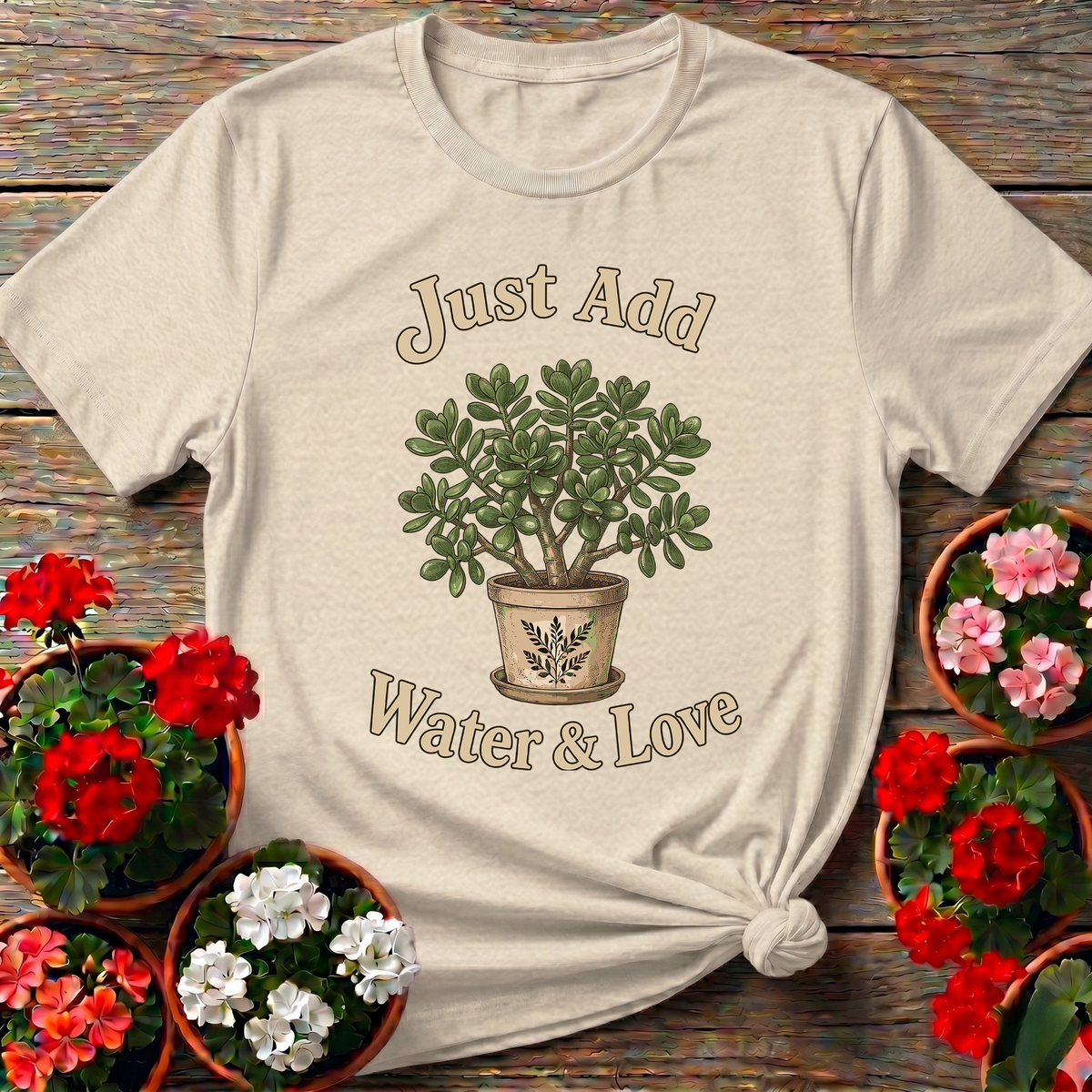 Just Add Water & Love Jade Plant Gardening Tee