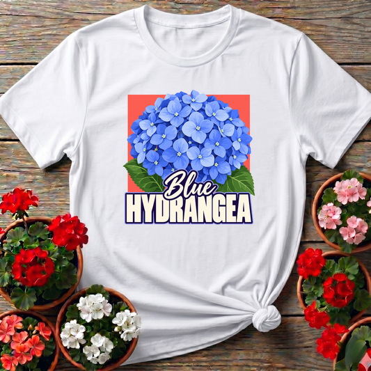Blue Hydrangea Flower Gardening Tee for Plant Lovers