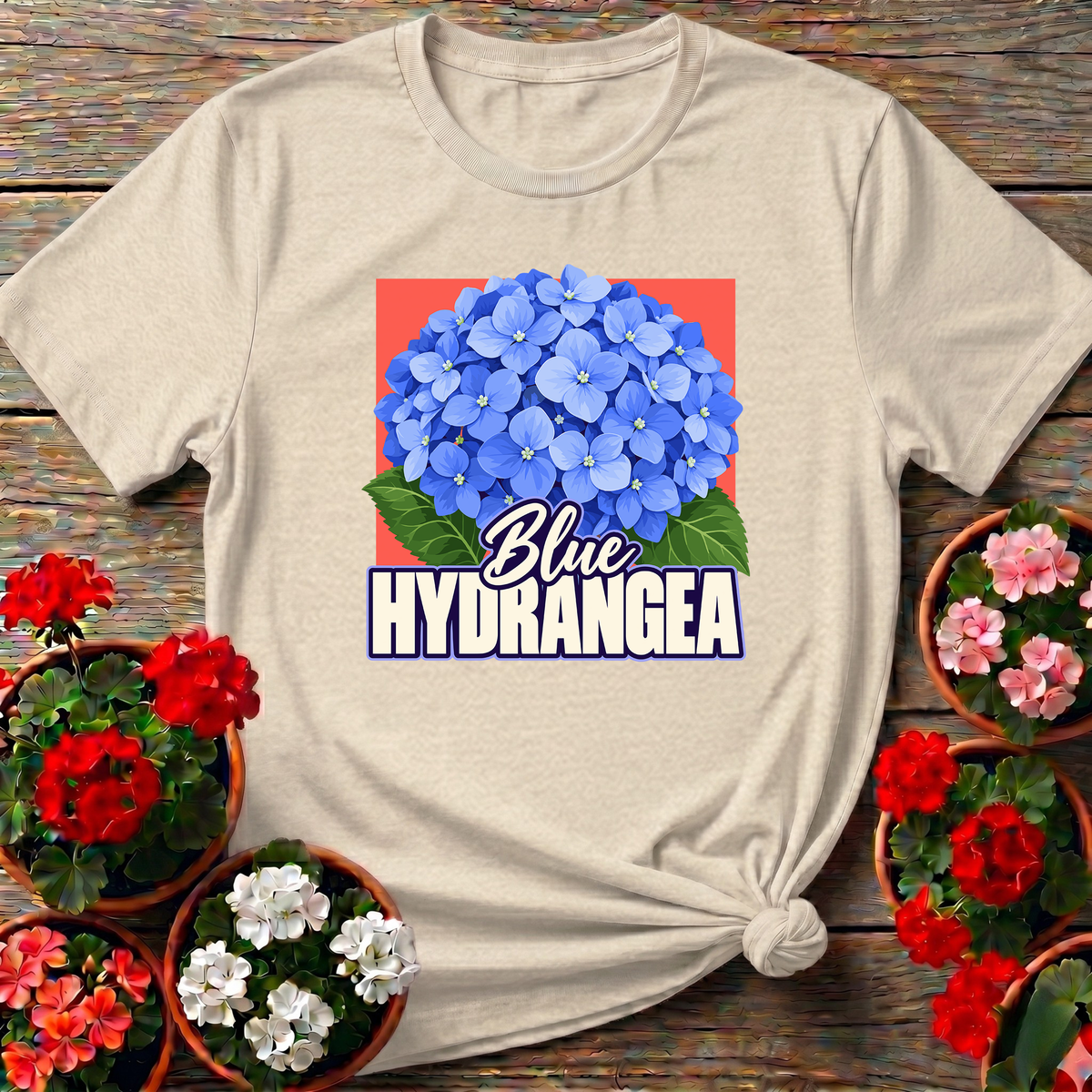 Blue Hydrangea Flower Gardening Tee for Plant Lovers