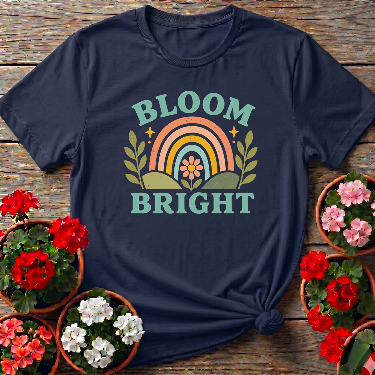 Bloom Bright Rainbow Gardening Tee for Plant Lovers